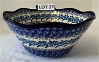Handmade in Poland Blue Floral Fluted Bowl