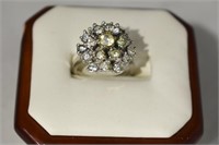 Sterling Silver & CZ Cocktail Ring Sz 5.0