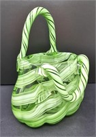 Art Glass Green Swirl Purse