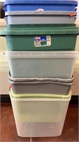 10 Large Plastic Storage Containers. No Lids