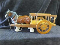 VINTAGE BESWICK STYLE CLYDESDALE AND WAGON 8"T X
