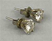 Silver Tone Diamond Stud Earrings.