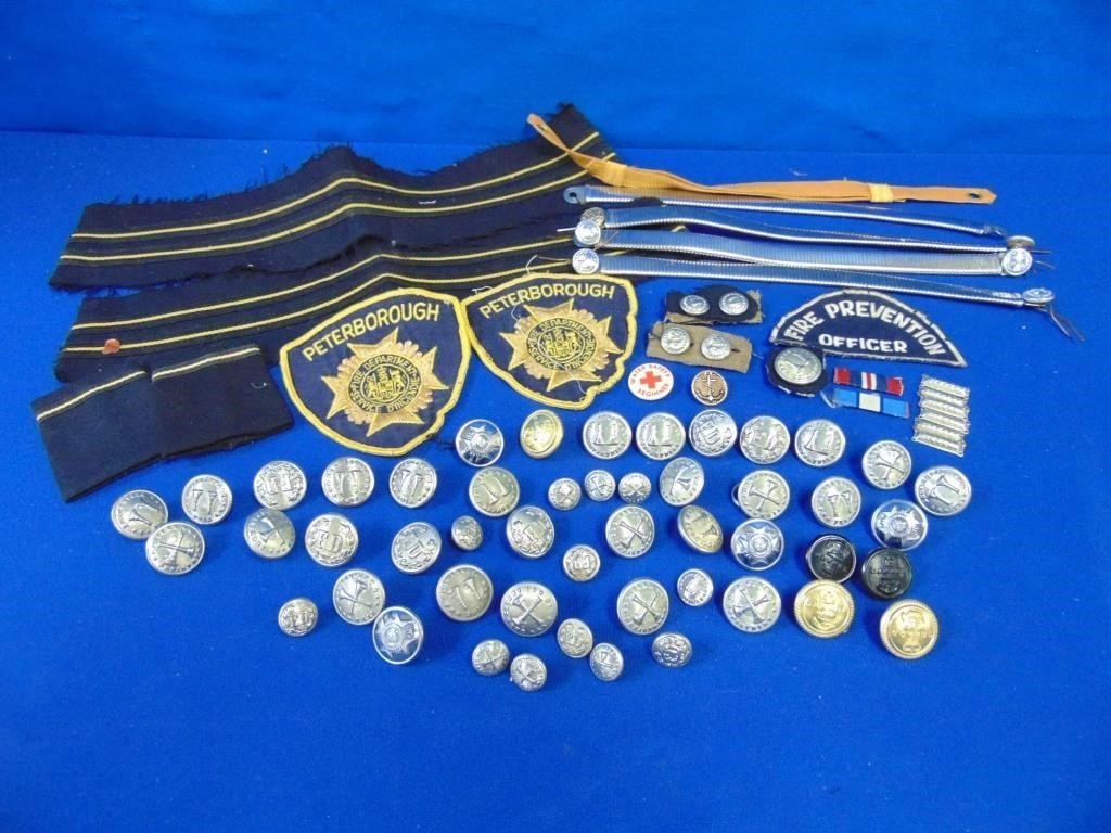 Lot Of Peterborough Fire Dept. Badges, Buttons,