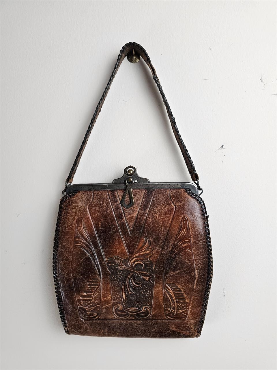 Amity Tooled Leather Purse Early 1900s