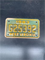 1983 WEST VIRGINIA MOTORCYCLE LICENSE PLATE