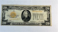 1928 $20 BILL GOLD SEAL FEDERAL RESERVE NOTE