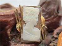 Catamore Carved Shell Cameo / Brooch Art Deco