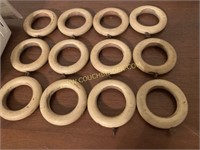 12 vintage wooden drapery rings