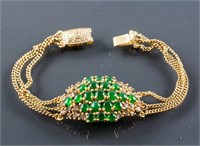 Jade & White Stone Gold Colored Bracelet