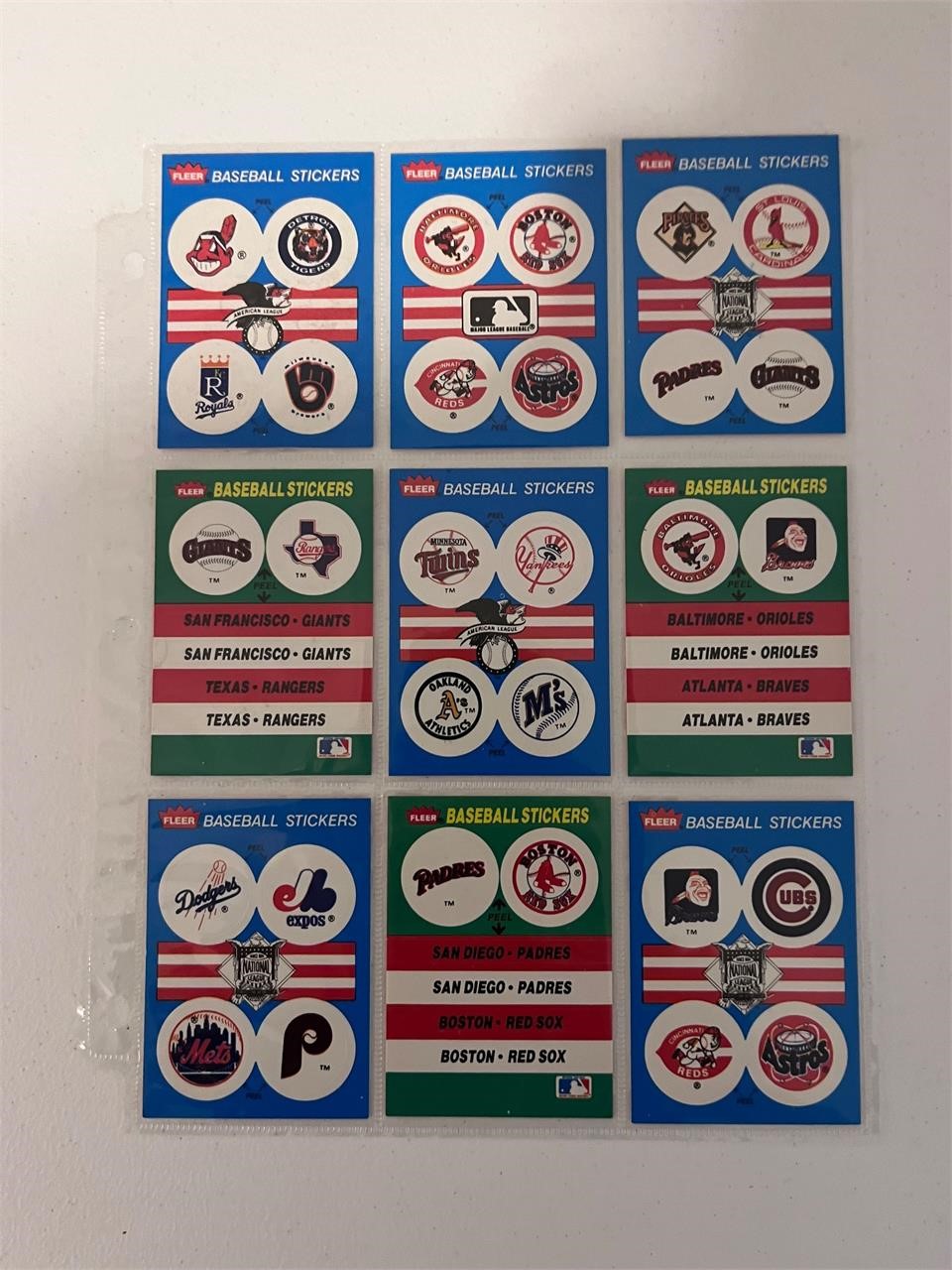 Fleer Stickers Dodgers, Yankees, Braves