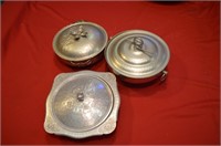 Lot of 3 Pewter Casserole