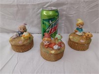 Homco - Gnome and Mushroom Trinket Boxes