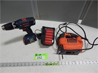 Bosch cordless drill with 2 batteries and charger