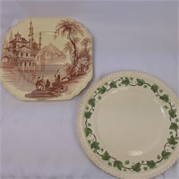 Pair of 10" design plates including Wedgwood  & Co