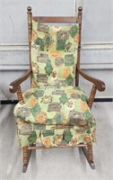 (G) Wooden Rocking Chair w/ Seat Cover