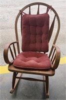 (Y) Wooden Rocking Chair & Padded Cushions