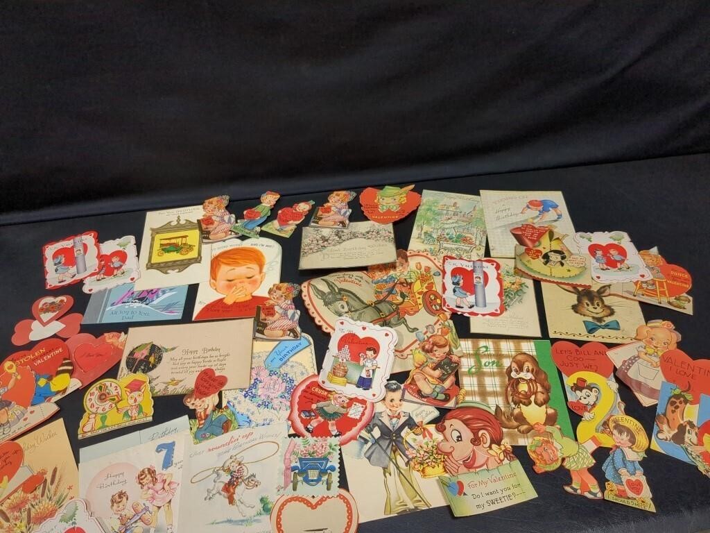Assorted vintage greeting and Valentine cards