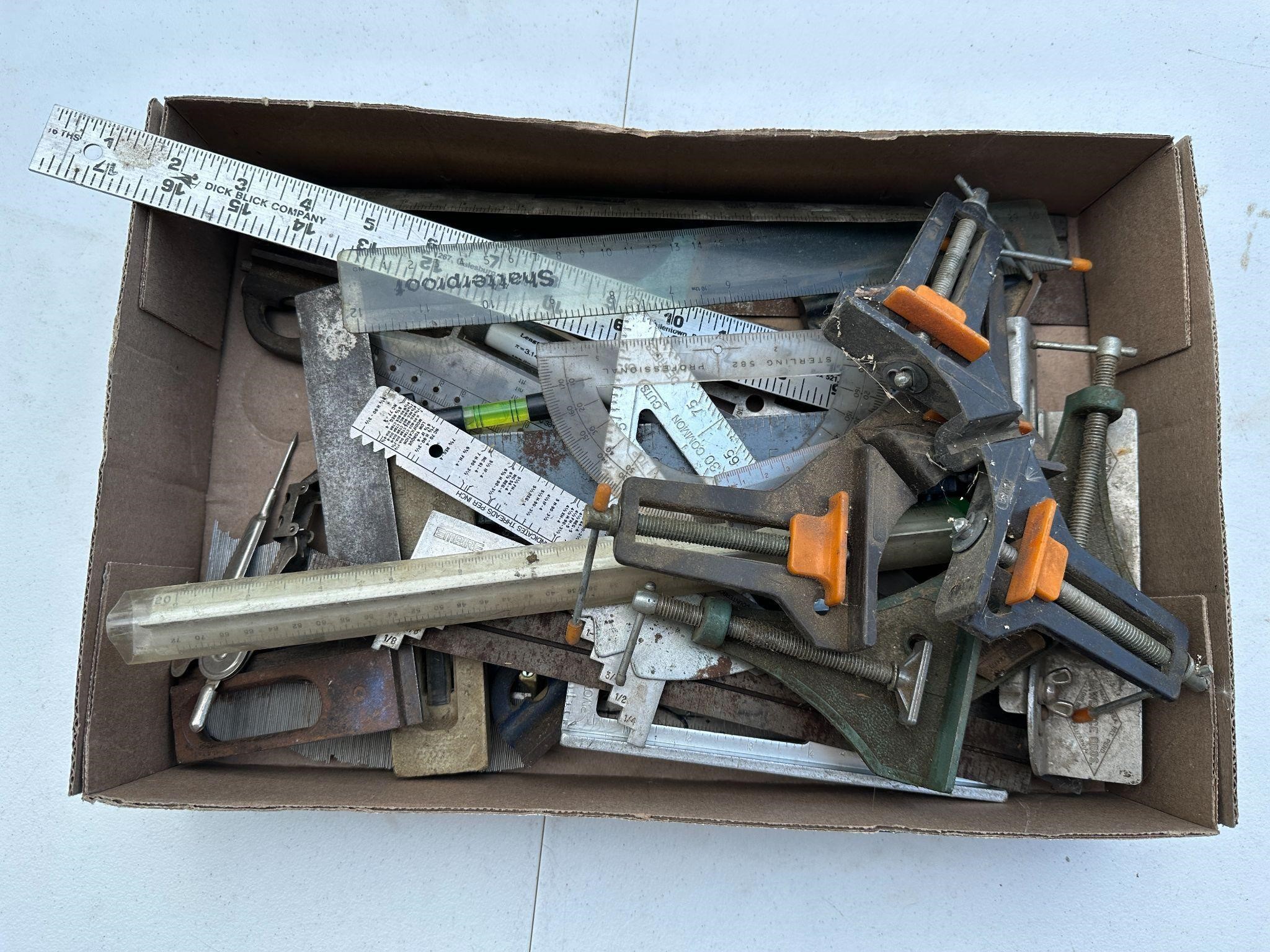 Lot Of Measuring Devices Squares Corner Clamps