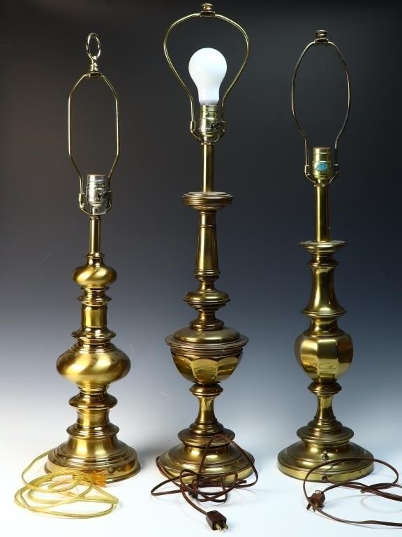 Two Stiffel brass Lamps and one unmarked lamp and