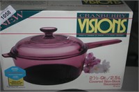 Visions 2.5qt Covered Saucepan (cranberry color)