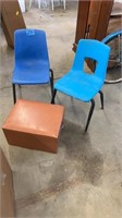 2 kids chairs and a cute chest