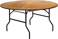 5-Foot Round Wood Folding Banquet Table