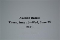 Auction Dates:  June 10, thru June 23, 2021 6:00pm