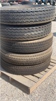 (3)NEW 10.00-20 (2) USED 10.00-20 TIRES