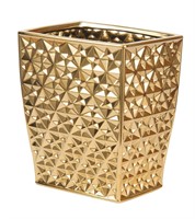 Ceramic gold trash bin for bathroom