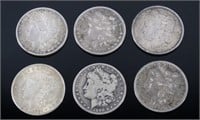 Collection of Six Morgan Silver Dollars