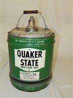 Quaker State Motor Oil 5 Galllon Can 1950's
