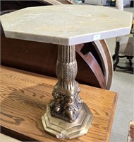 Mid Century Gilt Cherubs & Stone Top Accent Table