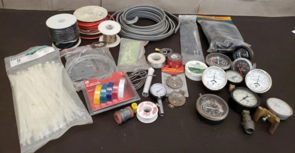 Lot of Gauges, Wire, Solder, Electrical Tape &