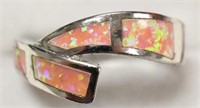 Ladies Sterling Silver Pink Opal Ring