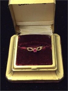 10k Gold Ring With Red Stone In Case