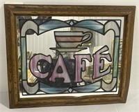 (Z) Colored Glass Cafe Mirror.( Appr 23x20")