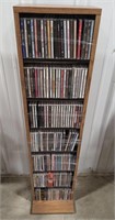 (AB) Wooden CD Storage Rack Full Of CDs