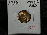 1936 LINCOLN CENT MS66RED