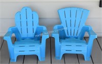 (O) Pair of Blue Plastic Child's Chairs
