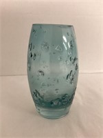 Textured Art Glass Teal Vase