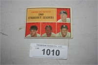 Vintage 1960 Topps Baseball Strike Out Leader Card