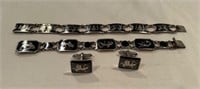 Vintage Sterling Silver Siam Bracelets, Cuff Links