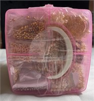 3 Layer Pink Box filled with Crafting Beads