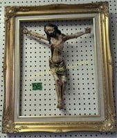 Antique Carved And Painted Jesus Mounted Inside