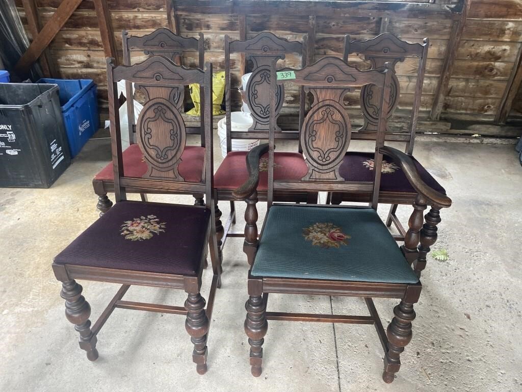 5 Needlepoint chairs