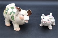 2 Mid-Cent. Kay Finch "Flowery Pigs" Art Pottery