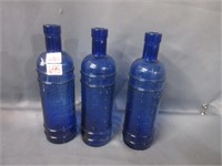 blue glass bottles .
