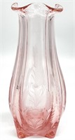 Mckee Apollo Pink Etched Glass Vase