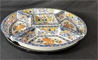 Lazy Susan Style Ceramic Divided Snack Dish