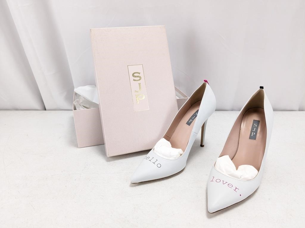 SJP Hello Lover White Pointed-Toe Pumps